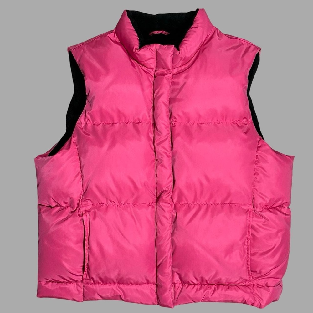 Vintage Gap Y2K Pink Down Puffer Vest XL Fleece Lined Preppy 90s Gorpcore Barbie